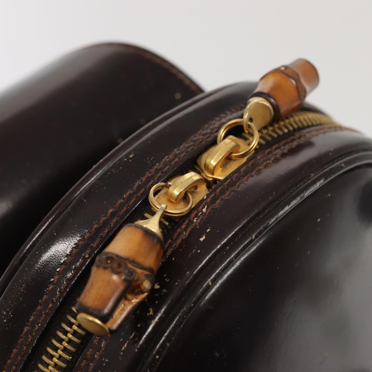 GUCCI Bamboo Body Bag Enamel Brown 003 2113 0027 ar12113