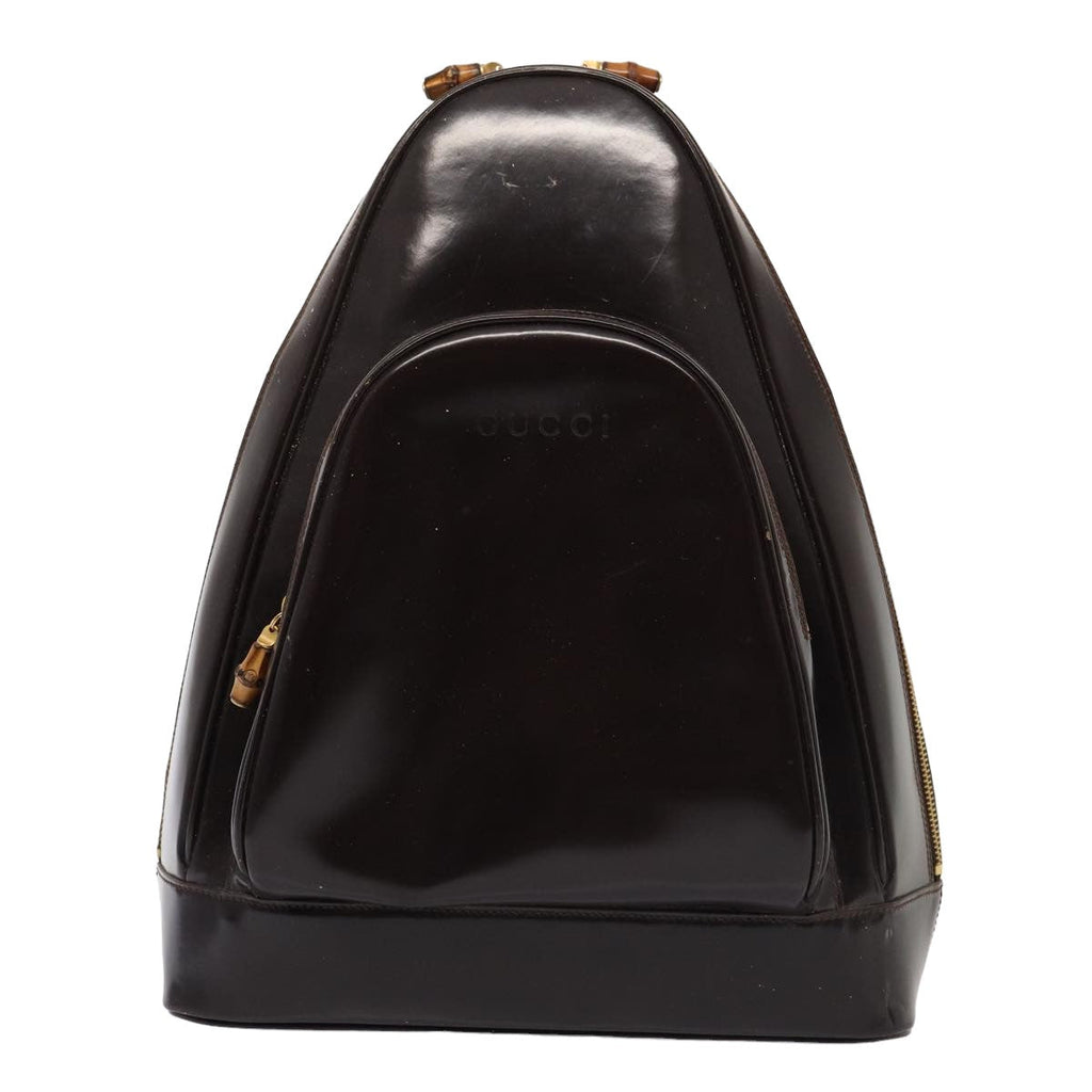 GUCCI Bamboo Body Bag Enamel Brown 003 2113 0027 ar12113