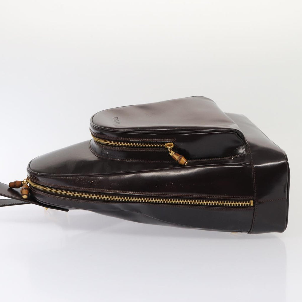GUCCI Bamboo Body Bag Enamel Brown 003 2113 0027 ar12113
