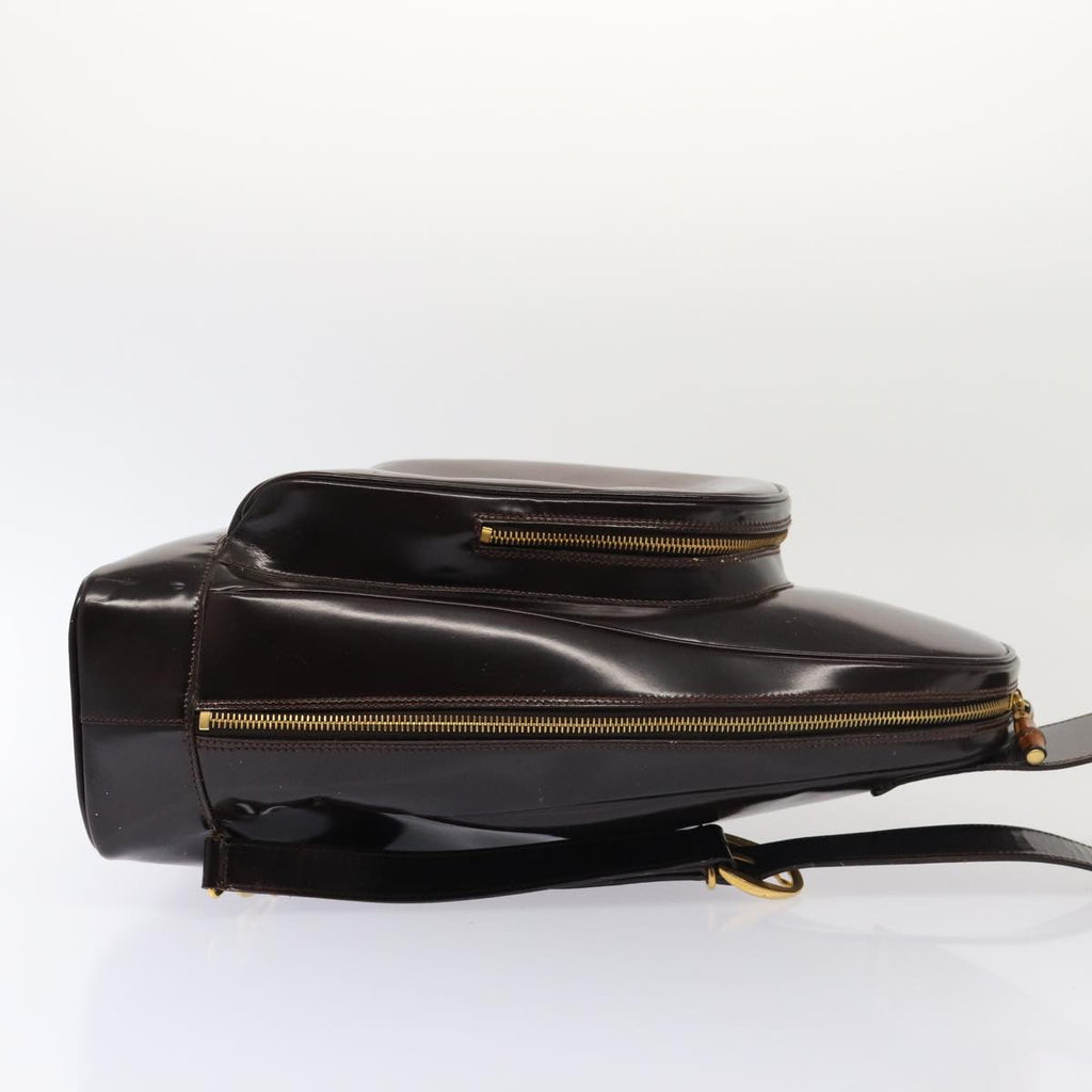 GUCCI Bamboo Body Bag Enamel Brown 003 2113 0027 ar12113