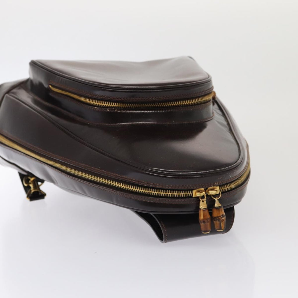 GUCCI Bamboo Body Bag Enamel Brown 003 2113 0027 ar12113
