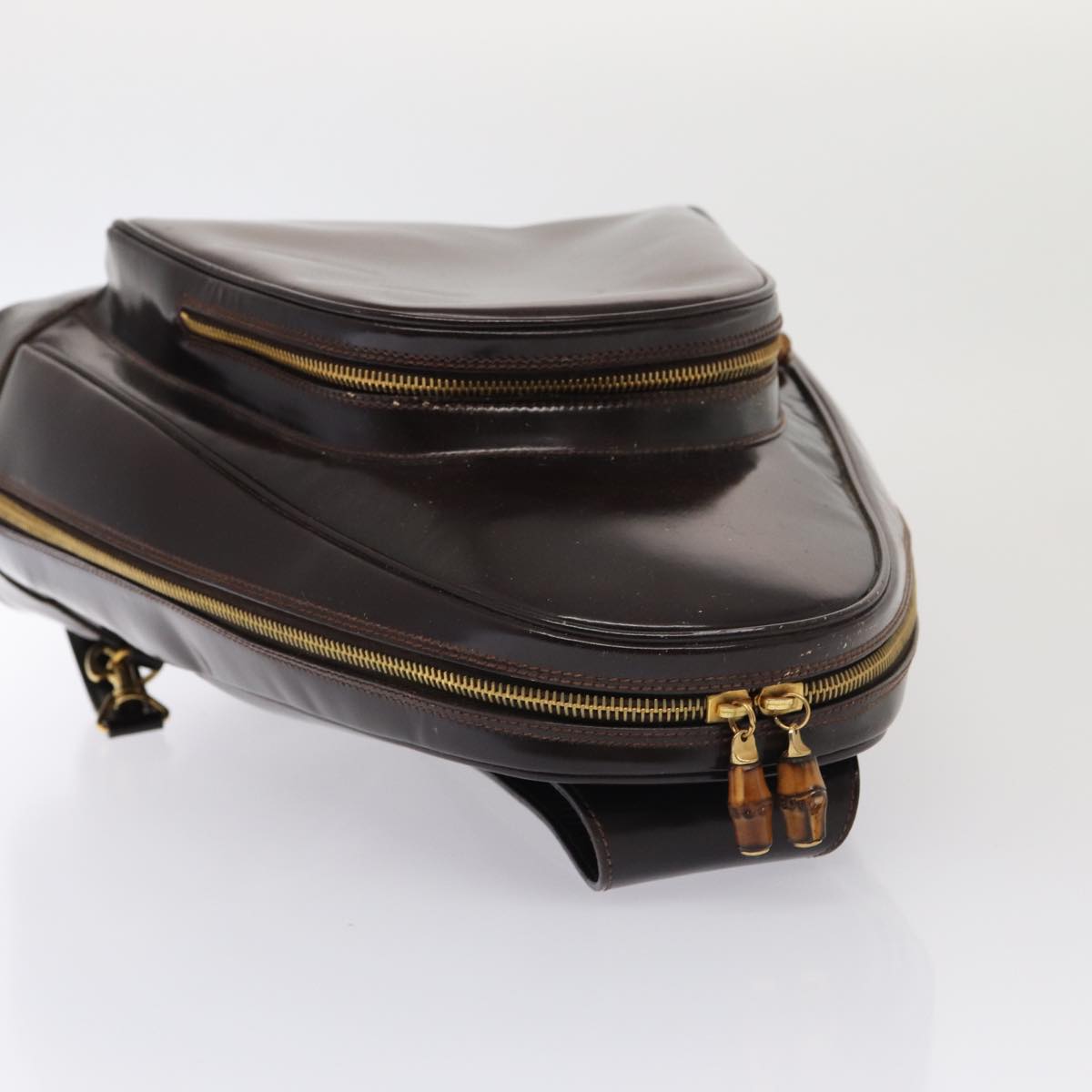 GUCCI Bamboo Body Bag Enamel Brown 003 2113 0027 ar12113