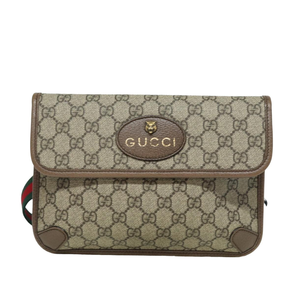 GUCCI GG Supreme Web Sherry Line Waist bag Neo Vintage Beige 493930 ar12117