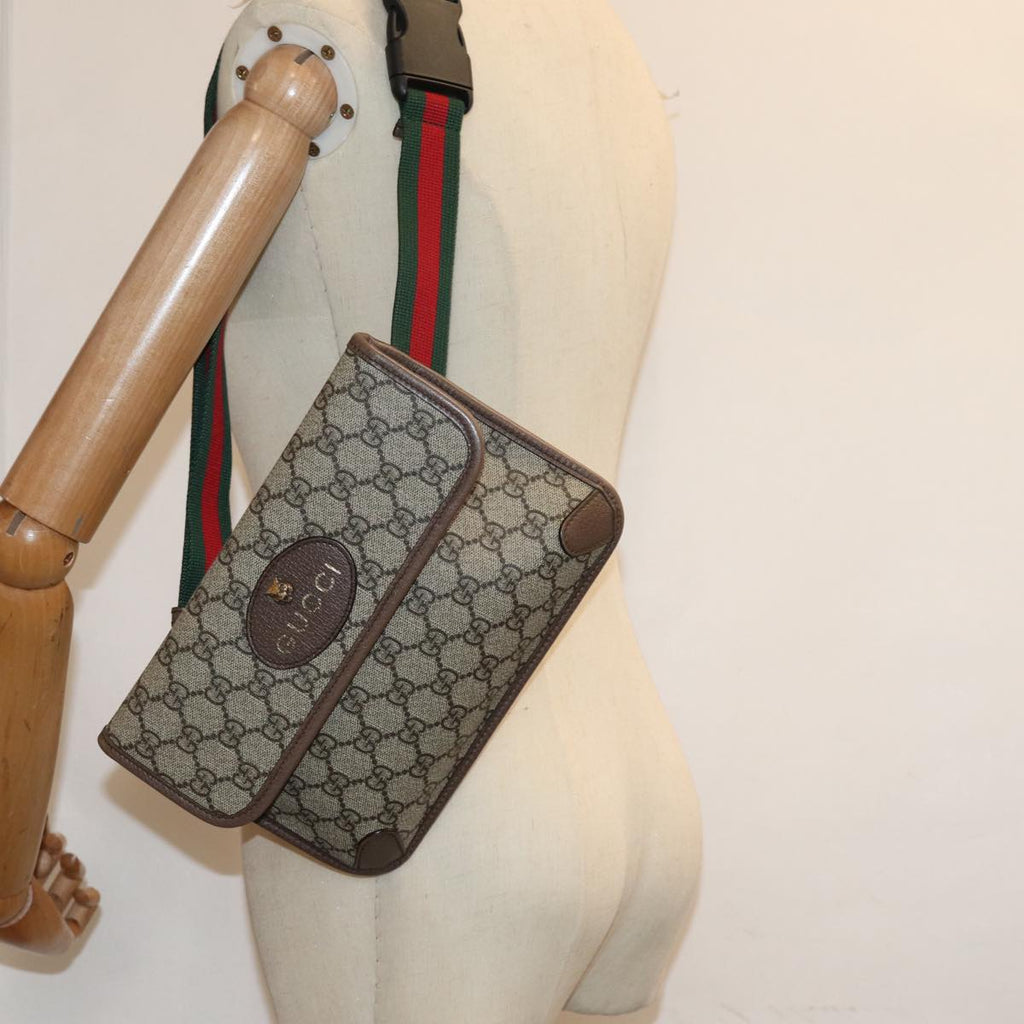 GUCCI GG Supreme Web Sherry Line Waist bag Neo Vintage Beige 493930 ar12117