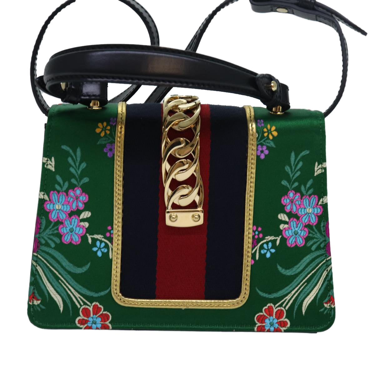 GUCCI Silvi Mini Hand Bag Satin 2way Multicolor 472107 ar12144