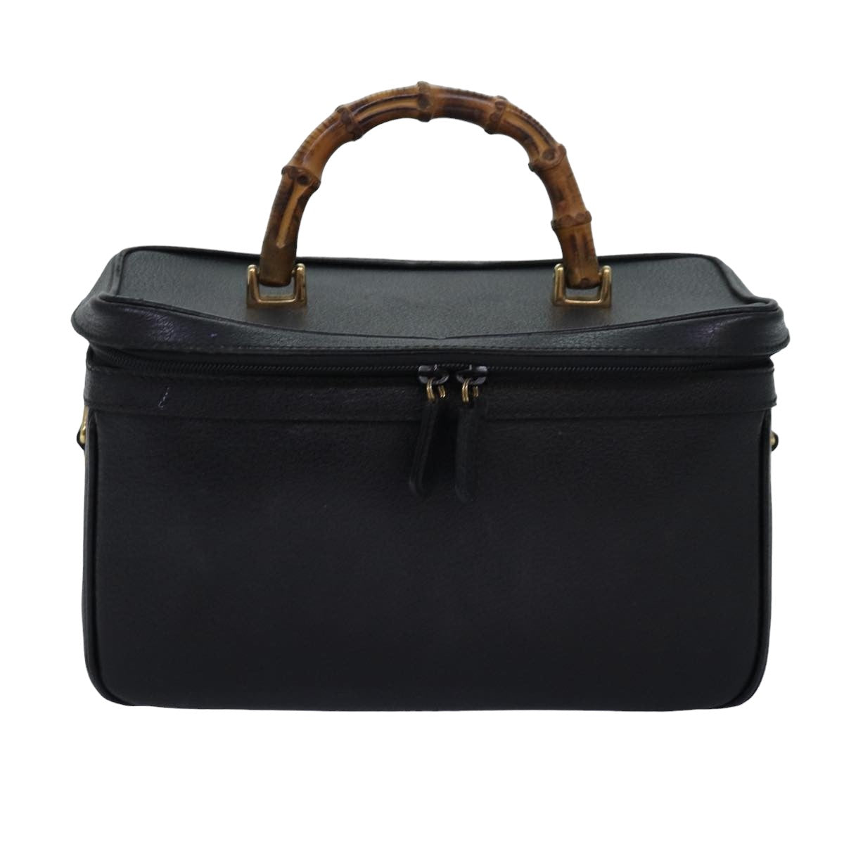 GUCCI Bamboo Vanity Hand Bag Leather 2way Black 013 2122 2491 ar12149