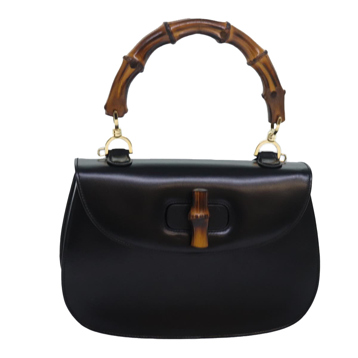 GUCCI Bamboo Hand Bag Leather Black 000 1951 0633 ar12165A
