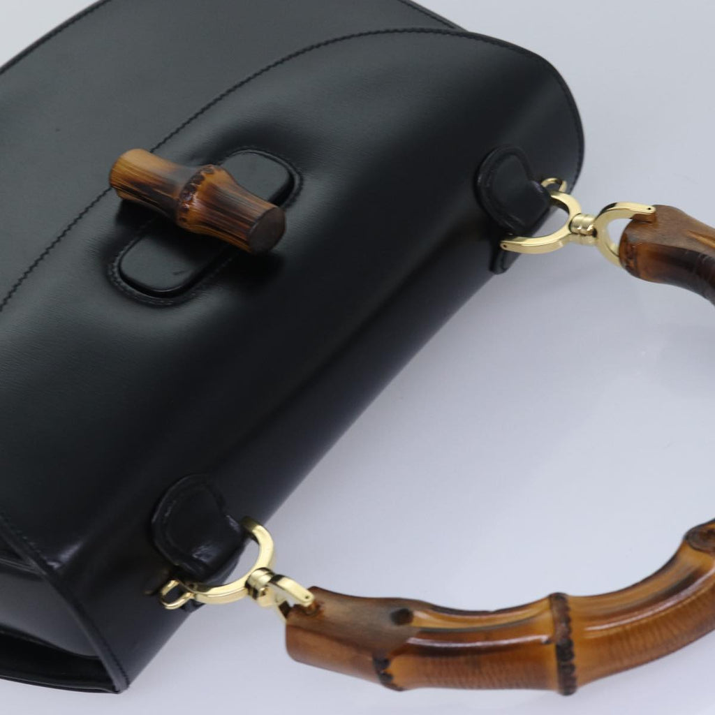 GUCCI Bamboo Hand Bag Leather Black 000 1951 0633 ar12165A