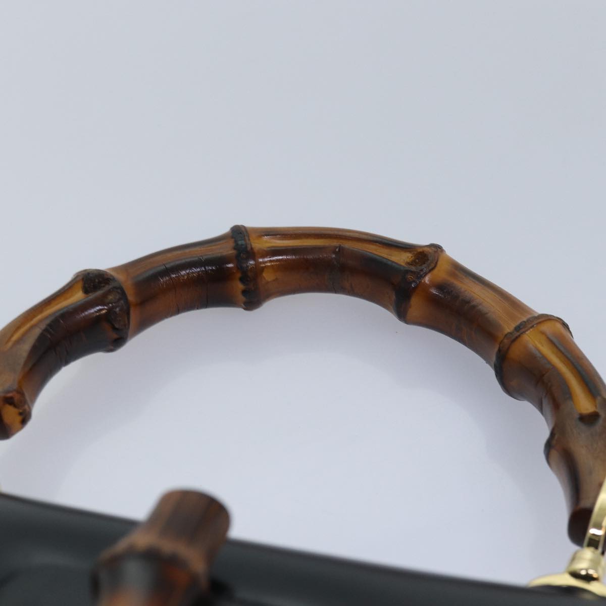 GUCCI Bamboo Hand Bag Leather Black 000 1951 0633 ar12165A
