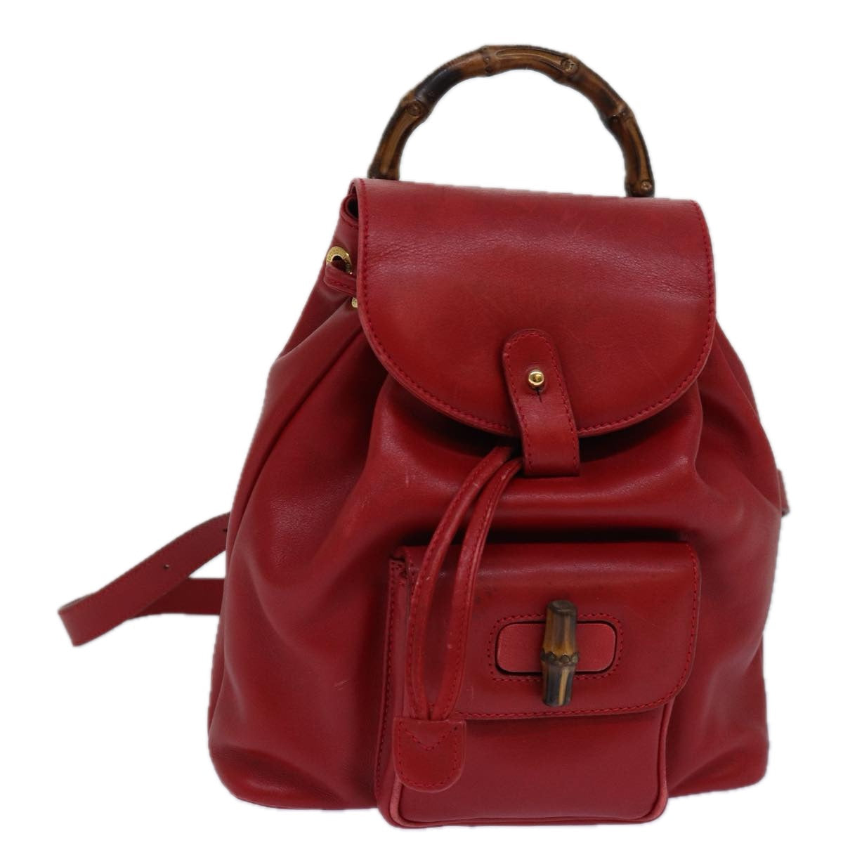 GUCCI Bamboo Backpack Leather Red 003 1705 0030 ar12168