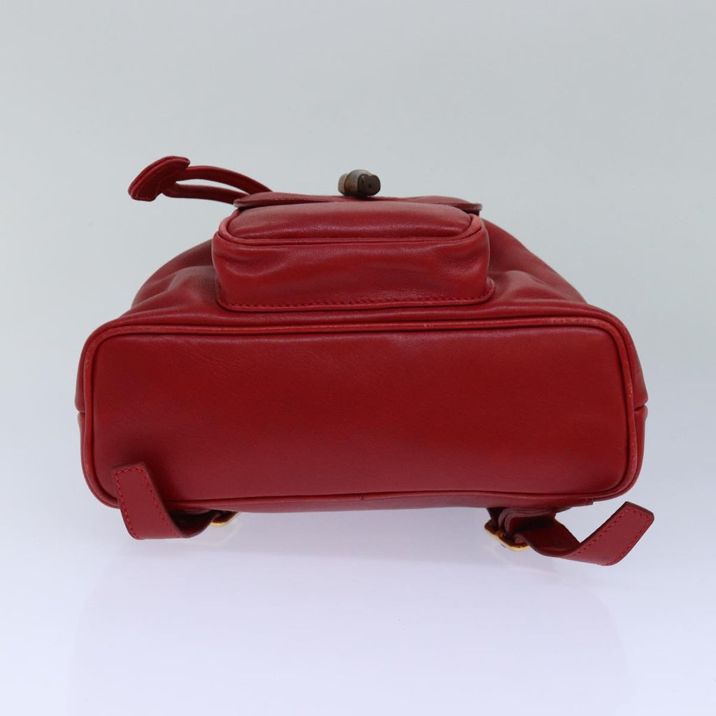 GUCCI Bamboo Backpack Leather Red 003 1705 0030 ar12168