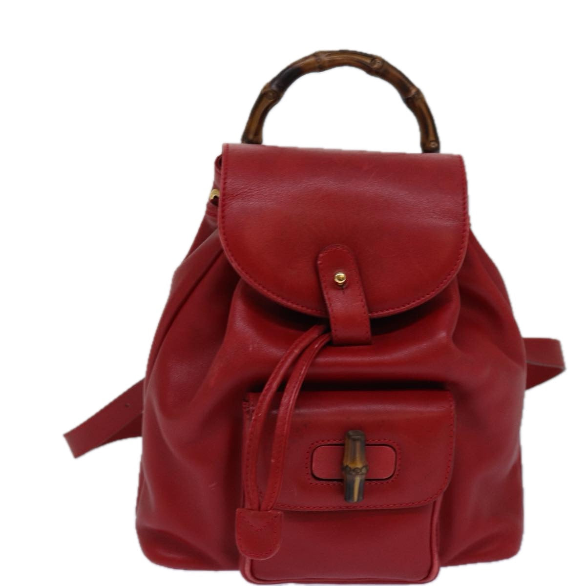 GUCCI Bamboo Backpack Leather Red 003 1705 0030 ar12168