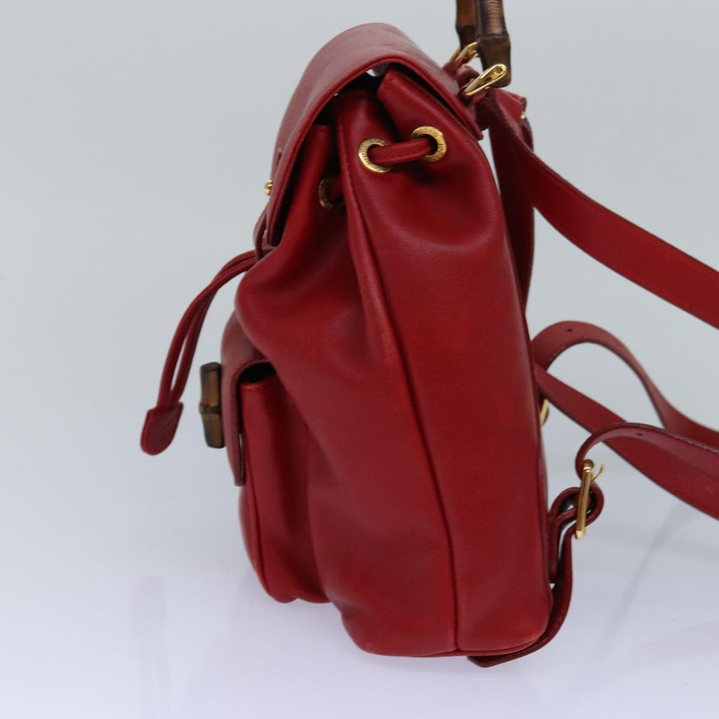 GUCCI Bamboo Backpack Leather Red 003 1705 0030 ar12168