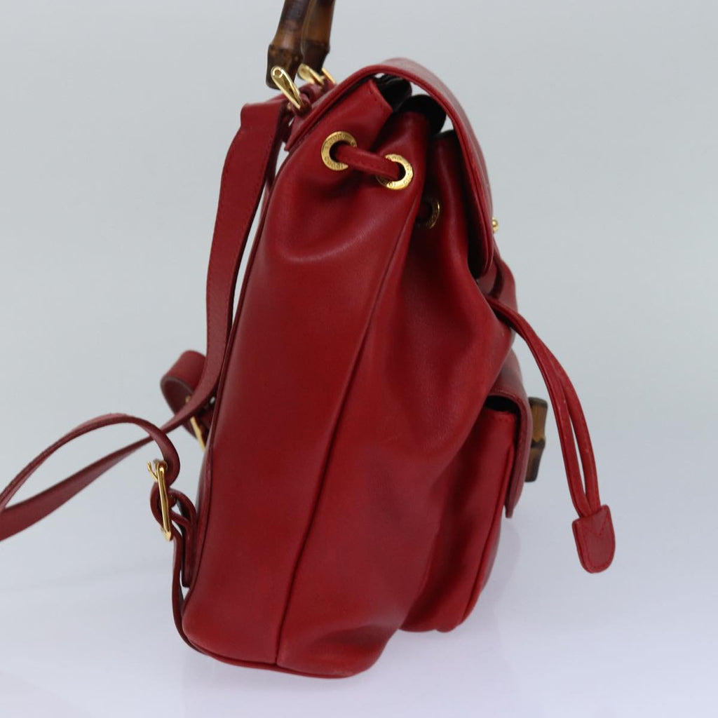 GUCCI Bamboo Backpack Leather Red 003 1705 0030 ar12168