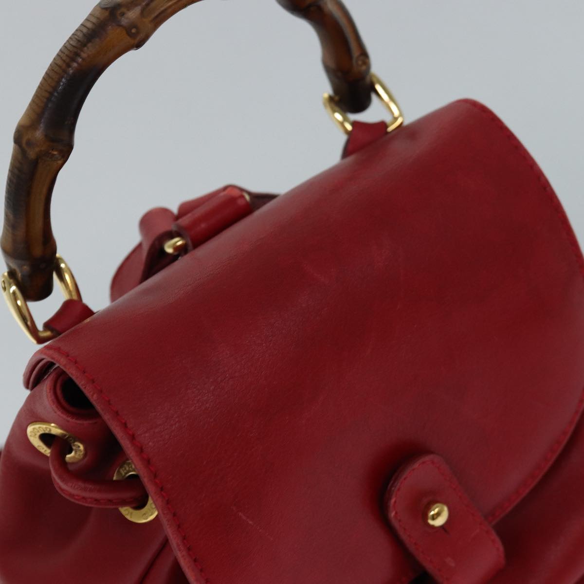 GUCCI Bamboo Backpack Leather Red 003 1705 0030 ar12168