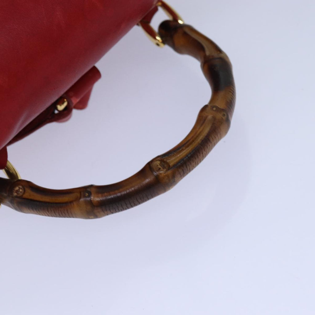 GUCCI Bamboo Backpack Leather Red 003 1705 0030 ar12168