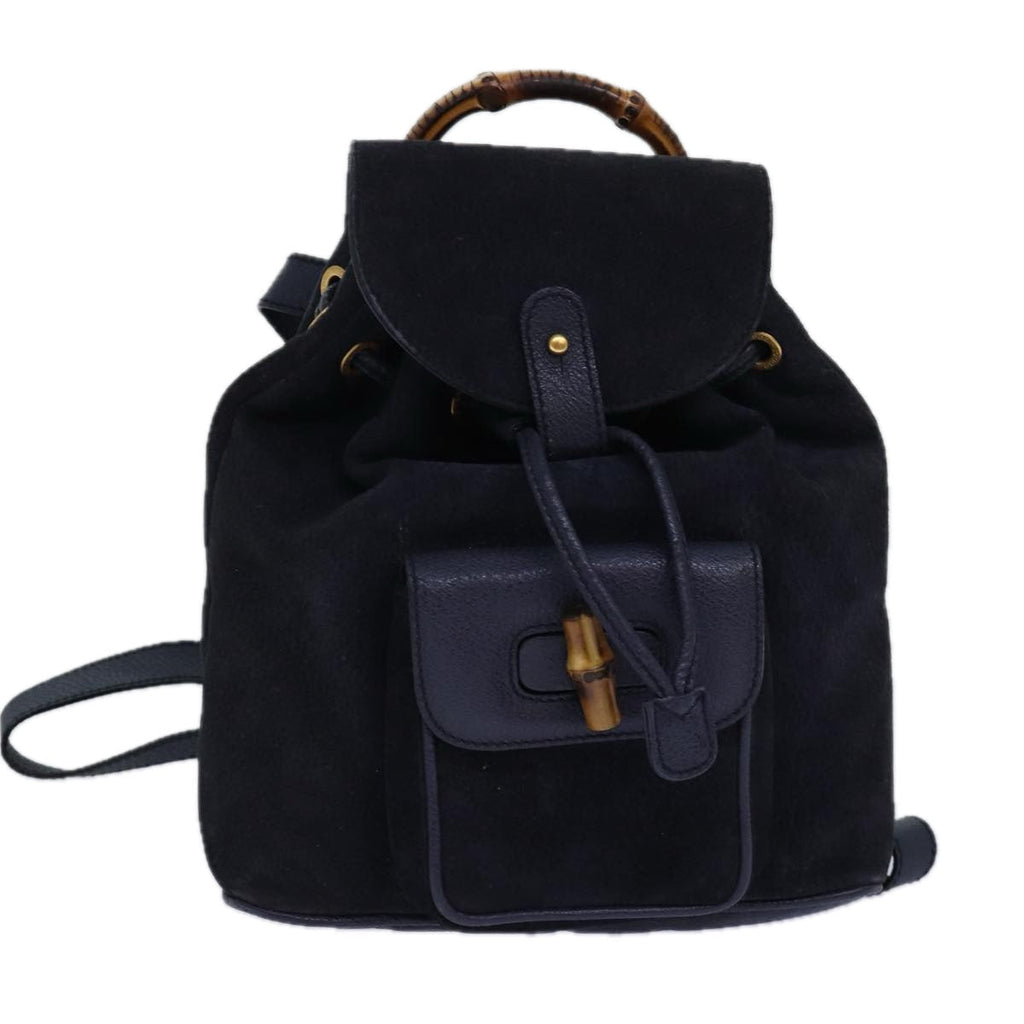 GUCCI Bamboo Backpack Suede Navy 003 1705 0030 ar12212