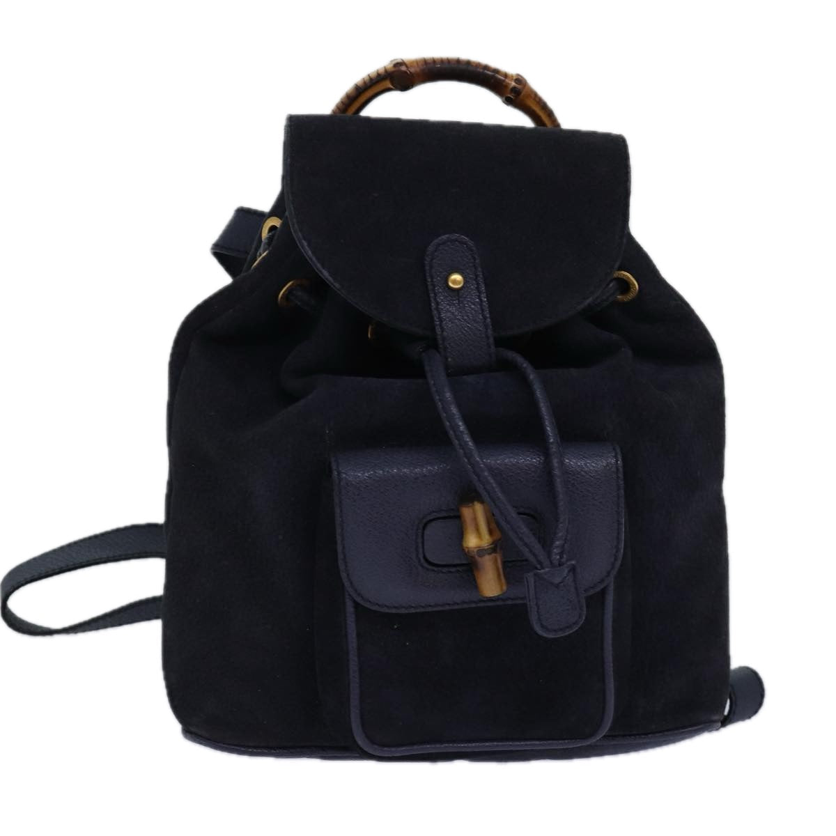 GUCCI Bamboo Backpack Suede Navy 003 1705 0030 ar12212