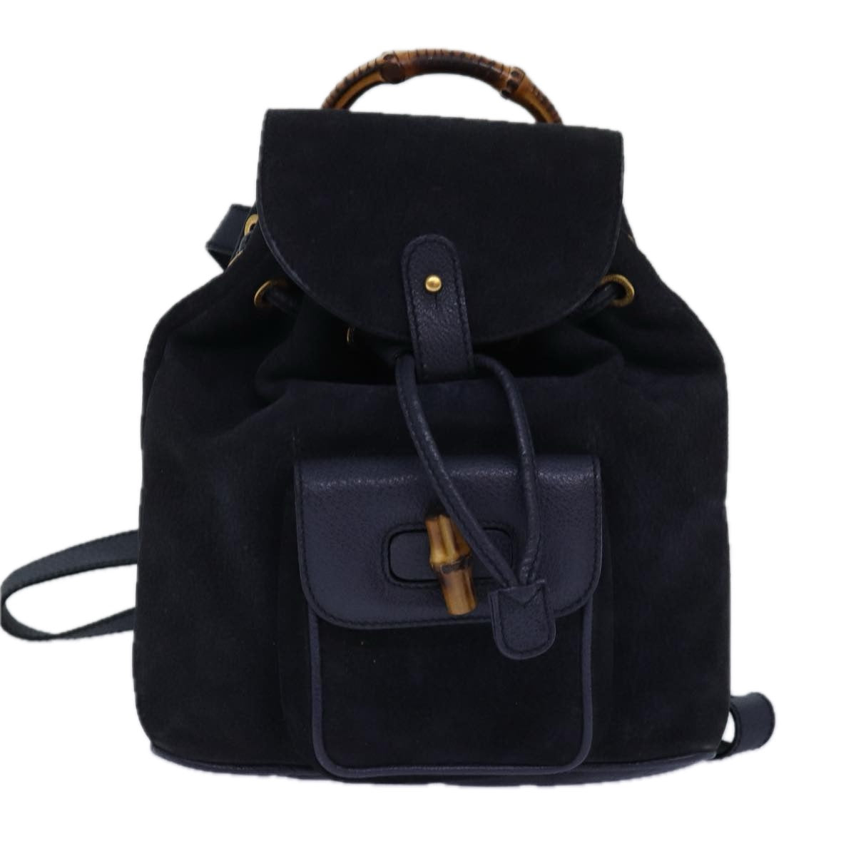 GUCCI Bamboo Backpack Suede Navy 003 1705 0030 ar12212