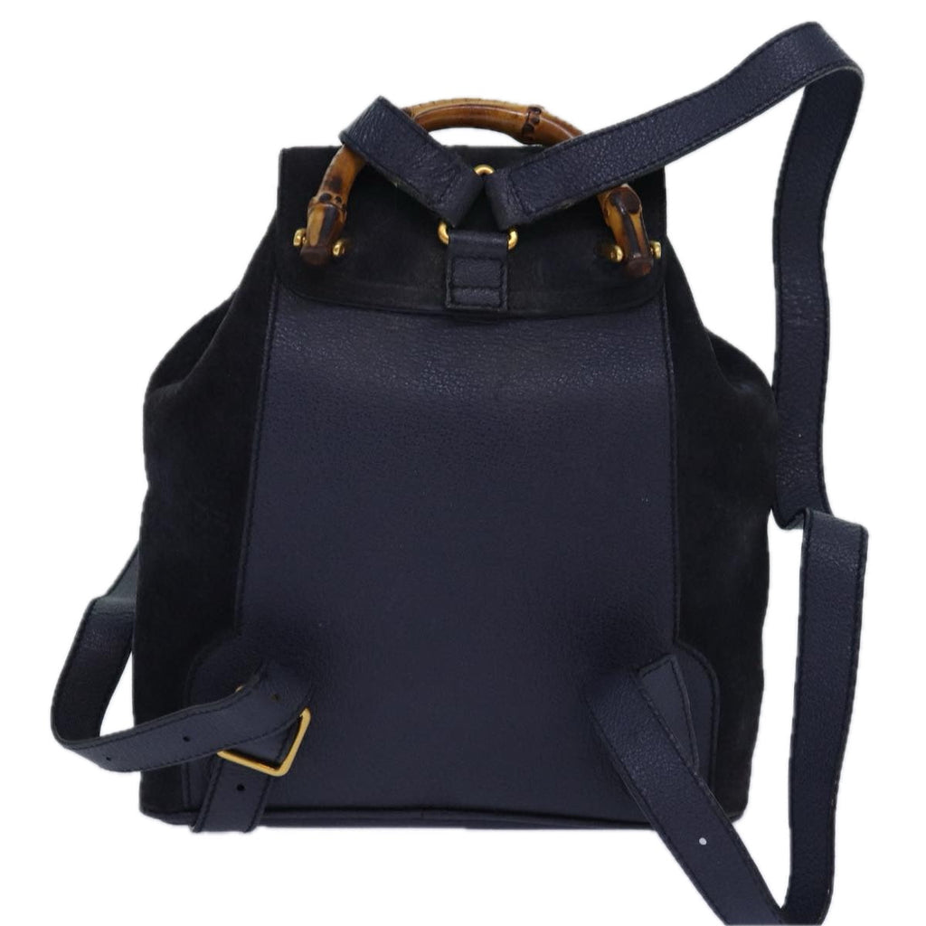 GUCCI Bamboo Backpack Suede Navy 003 1705 0030 ar12212