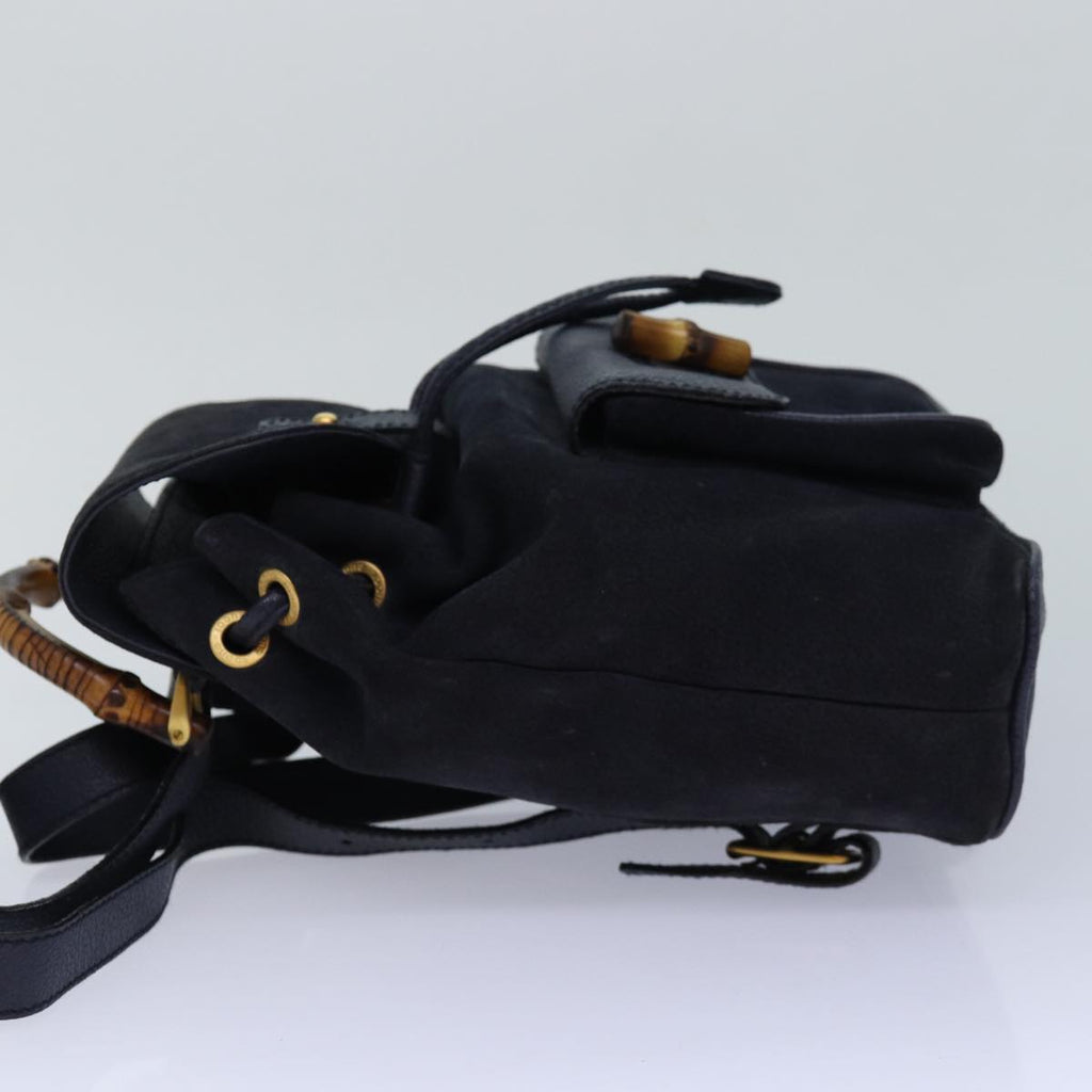 GUCCI Bamboo Backpack Suede Navy 003 1705 0030 ar12212