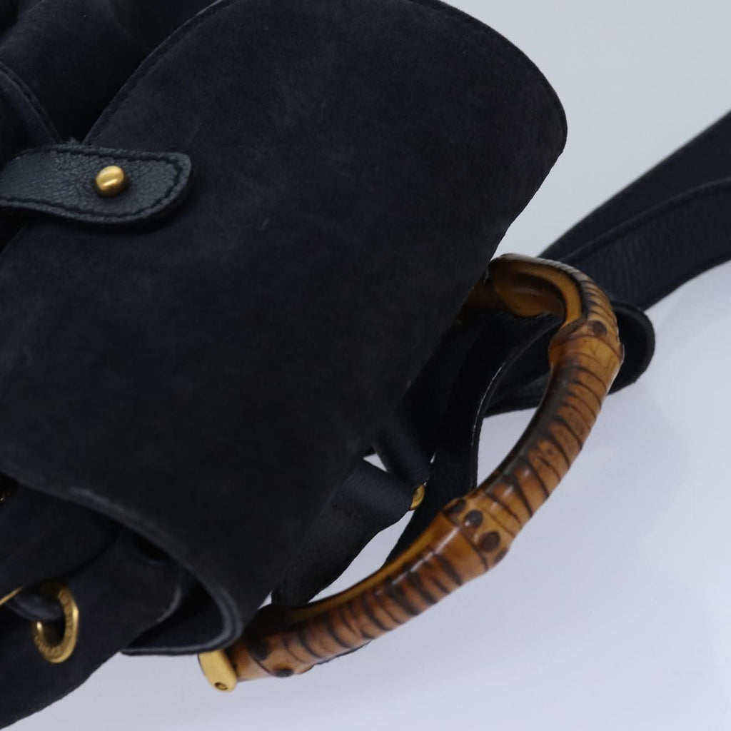 GUCCI Bamboo Backpack Suede Navy 003 1705 0030 ar12212