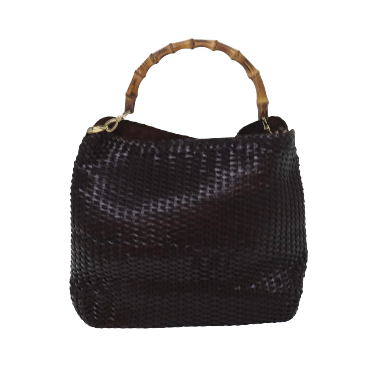 GUCCI Bamboo Hand Bag Leather 2way Brown ar12213