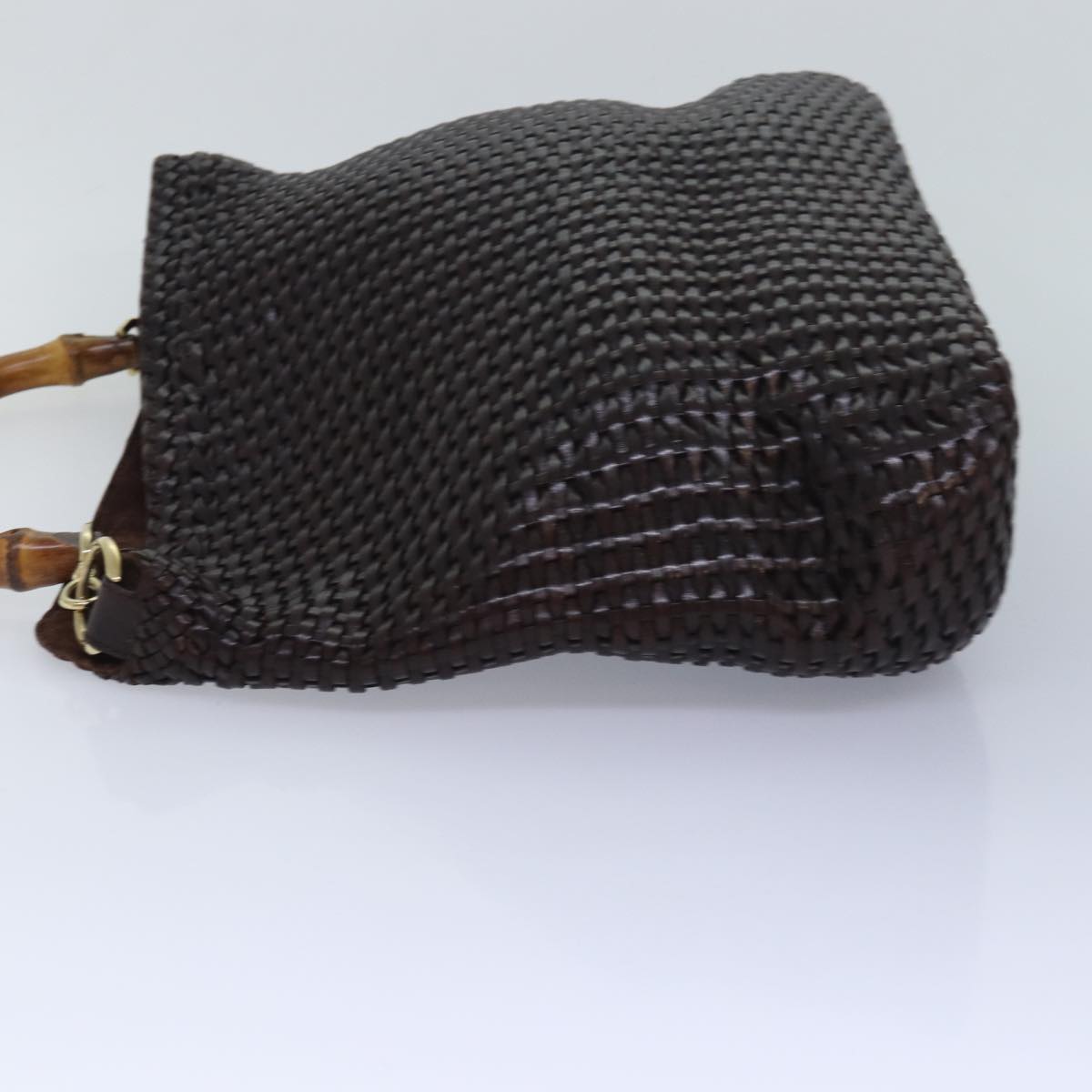 GUCCI Bamboo Hand Bag Leather 2way Brown ar12213