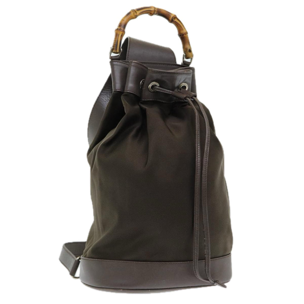 GUCCI Bamboo Backpack Nylon Brown ar12220