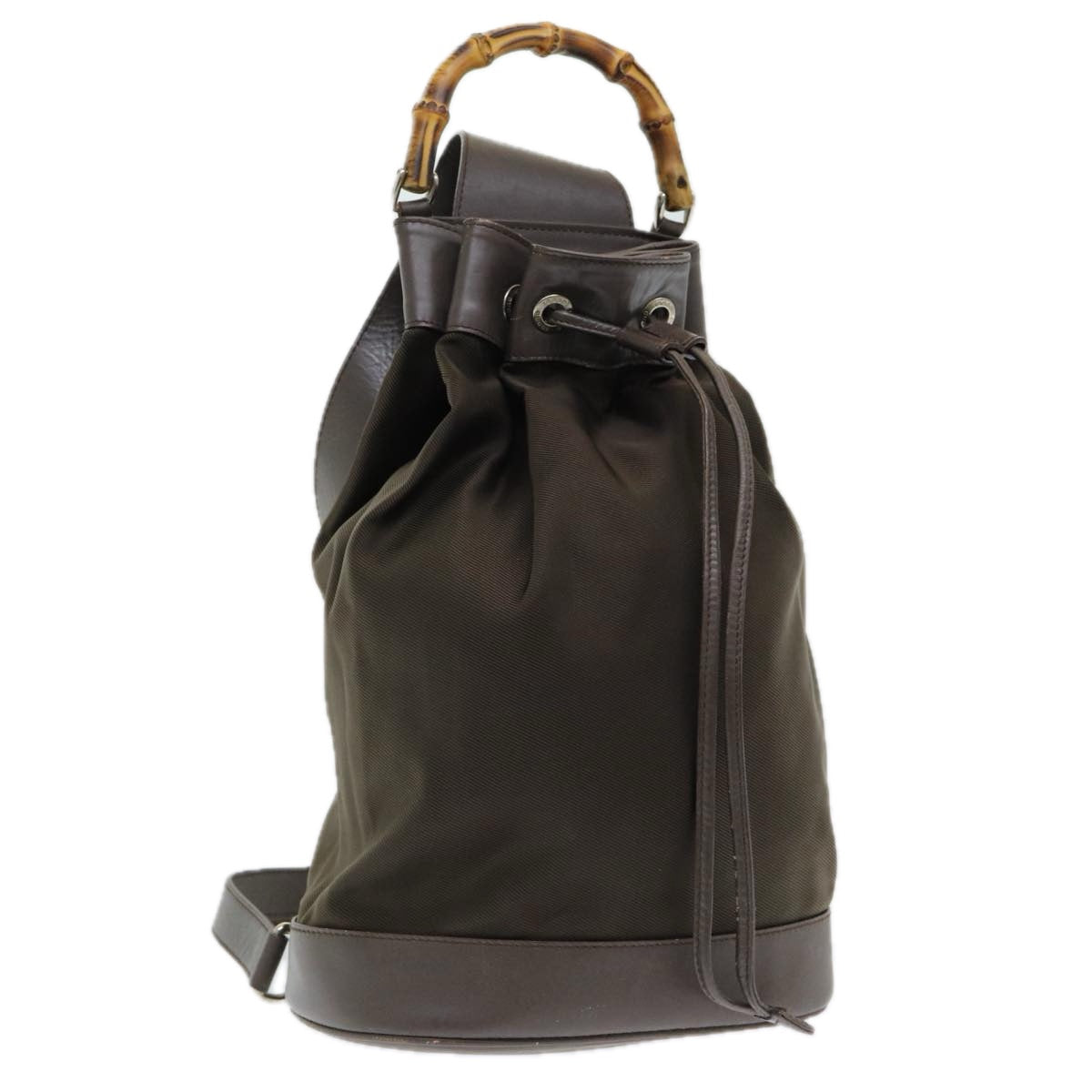 GUCCI Bamboo Backpack Nylon Brown ar12220