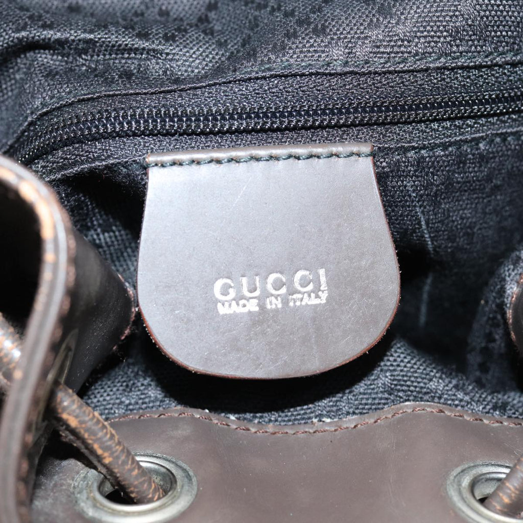 GUCCI Bamboo Backpack Nylon Brown ar12220