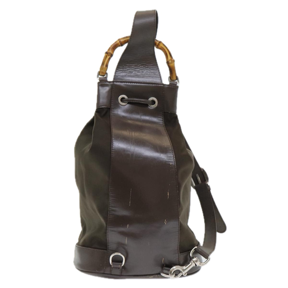GUCCI Bamboo Backpack Nylon Brown ar12220