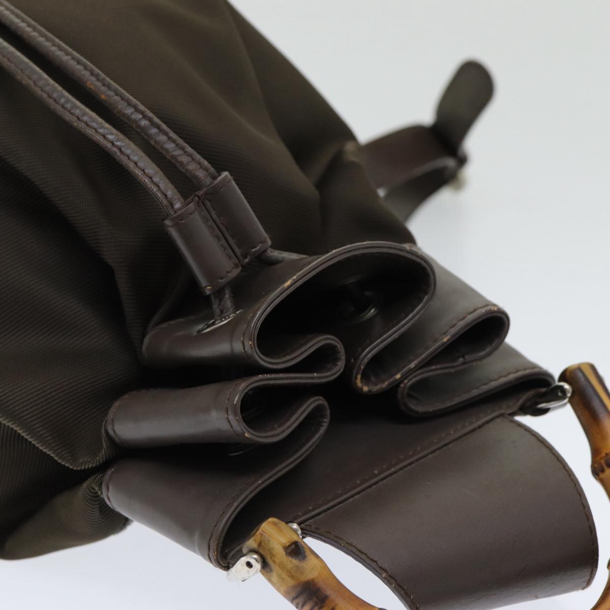 GUCCI Bamboo Backpack Nylon Brown ar12220
