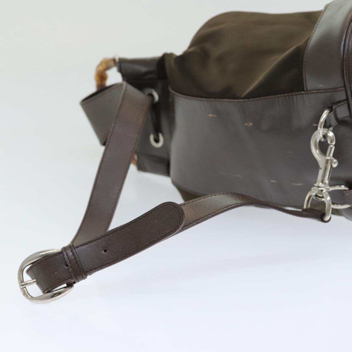 GUCCI Bamboo Backpack Nylon Brown ar12220