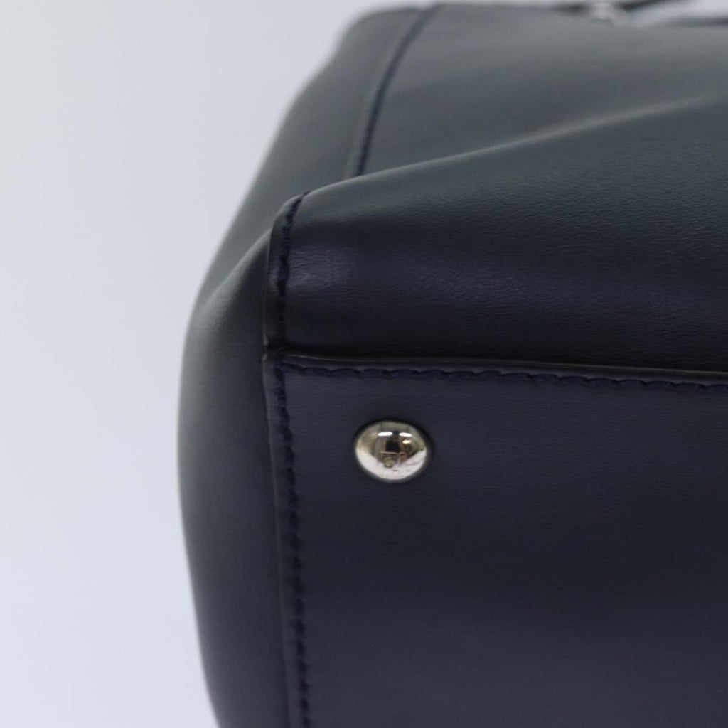 FENDI Dot Com Hand Bag Leather 2way Navy ar12222