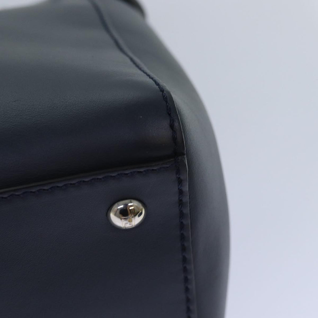 FENDI Dot Com Hand Bag Leather 2way Navy ar12222