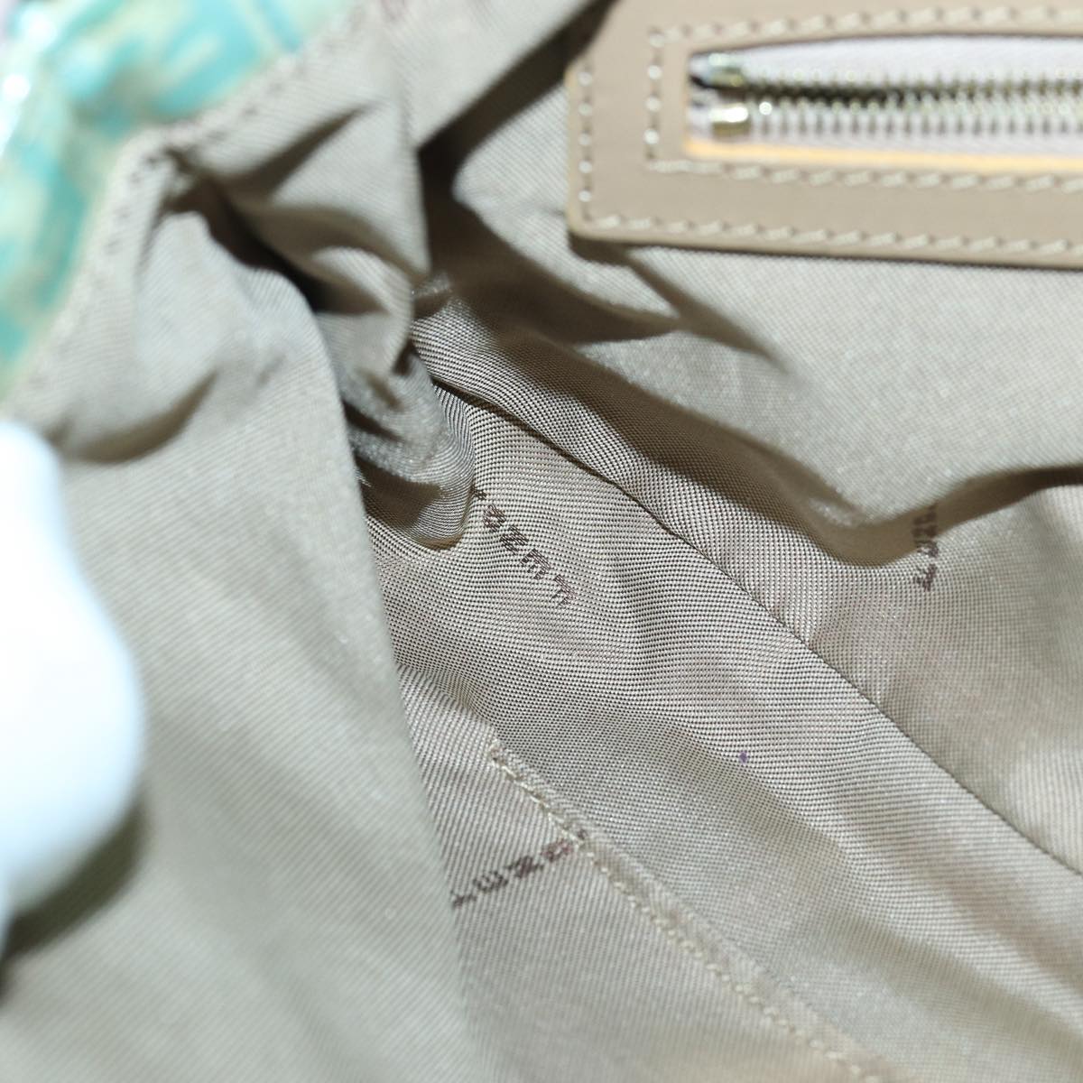 FENDI Zucchino Canvas Mamma Baguette Shoulder Bag Light Blue ar12256