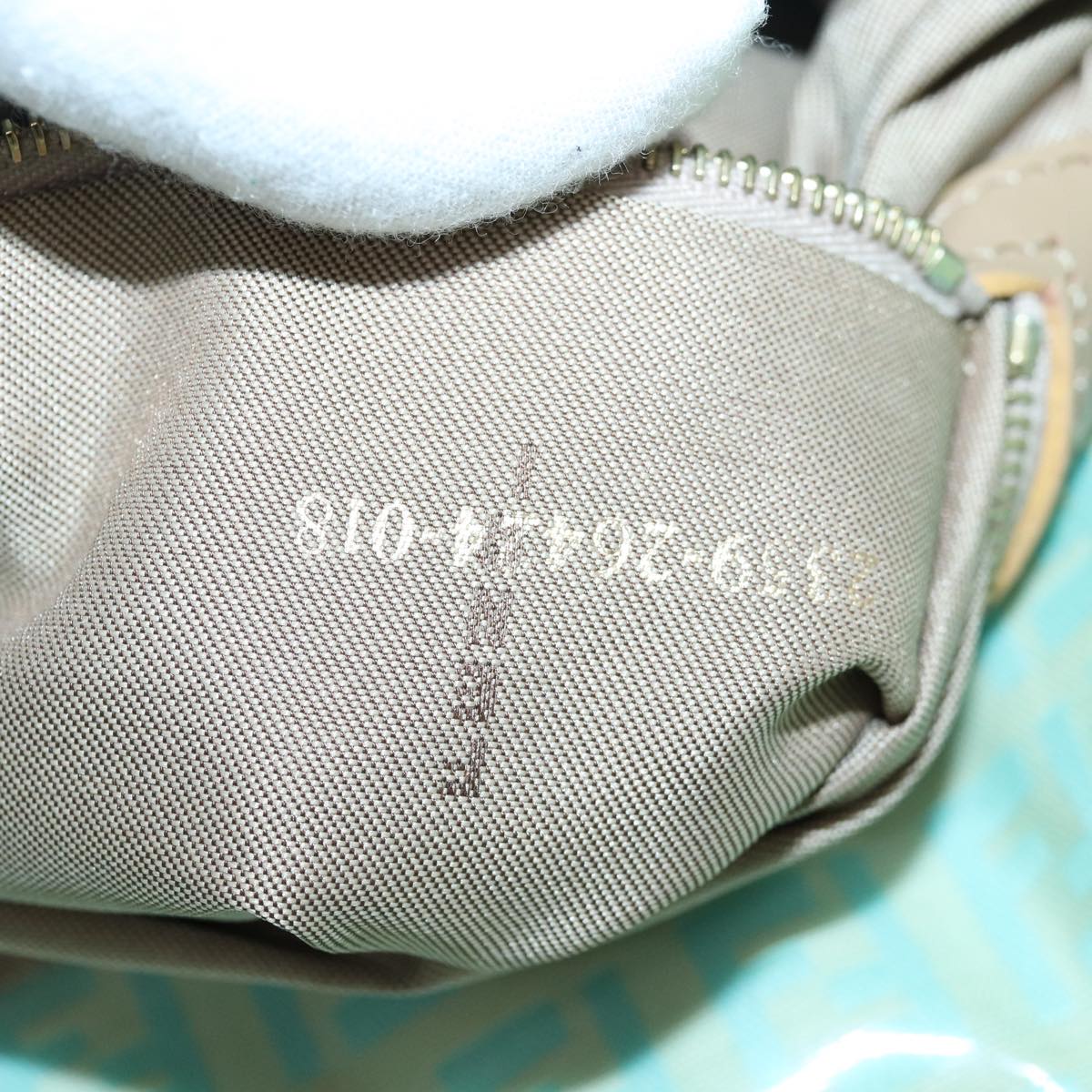 FENDI Zucchino Canvas Mamma Baguette Shoulder Bag Light Blue ar12256