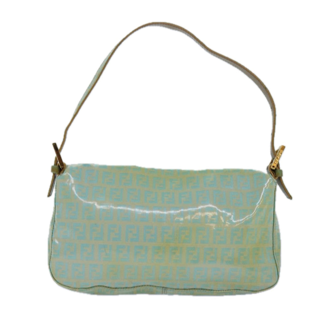 FENDI Zucchino Canvas Mamma Baguette Shoulder Bag Light Blue ar12256