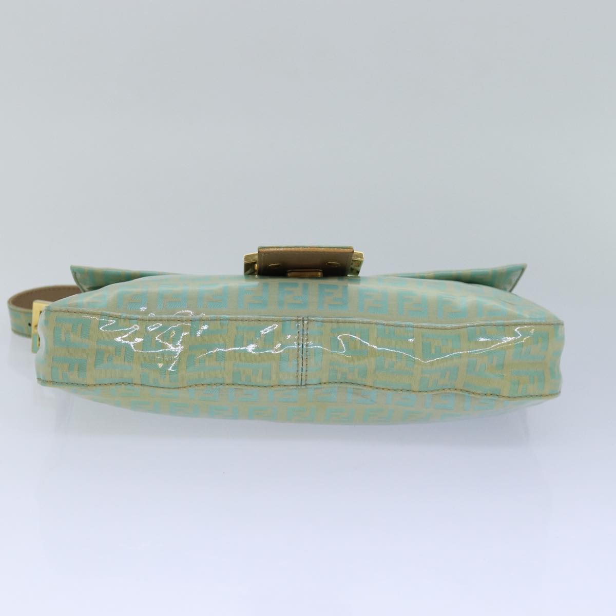 FENDI Zucchino Canvas Mamma Baguette Shoulder Bag Light Blue ar12256