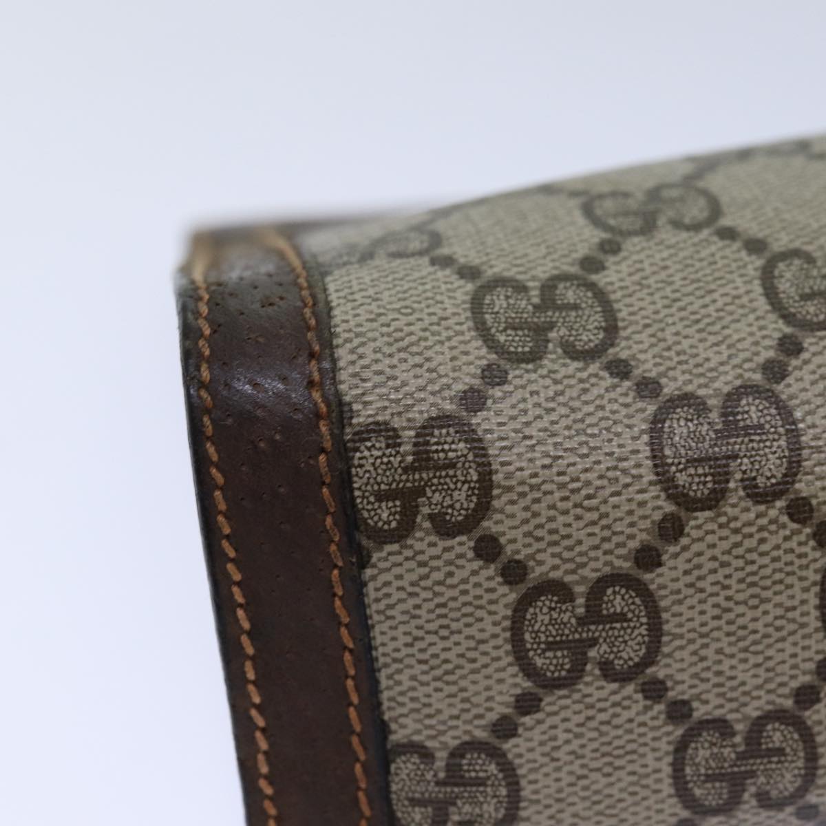 GUCCI GG Supreme Web Sherry Line Clutch Bag PVC Beige Red 89 01 002 ar12266