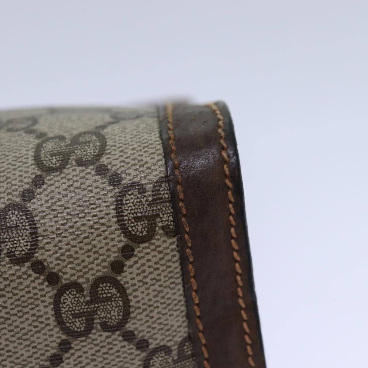 GUCCI GG Supreme Web Sherry Line Clutch Bag PVC Beige Red 89 01 002 ar12266