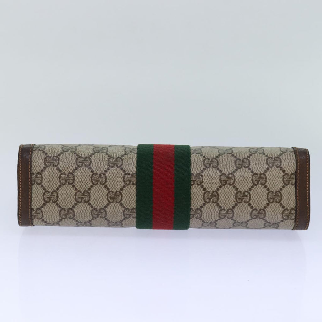 GUCCI GG Supreme Web Sherry Line Clutch Bag PVC Beige Red 89 01 002 ar12266