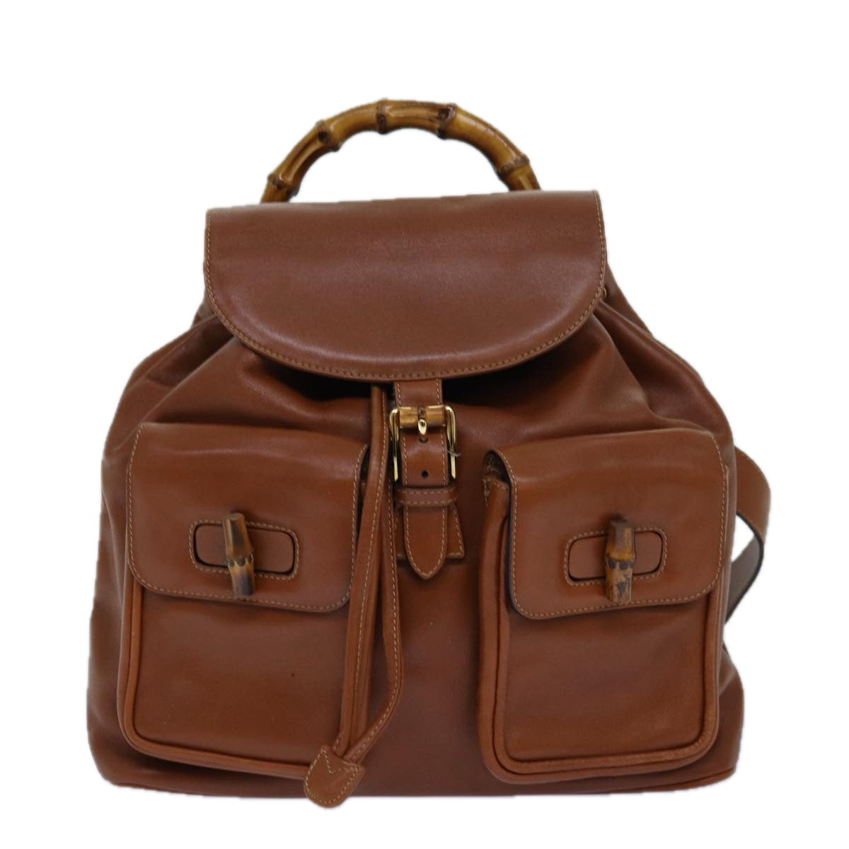 GUCCI Bamboo Backpack Leather Brown Gold 003 2058 0016 ar12268