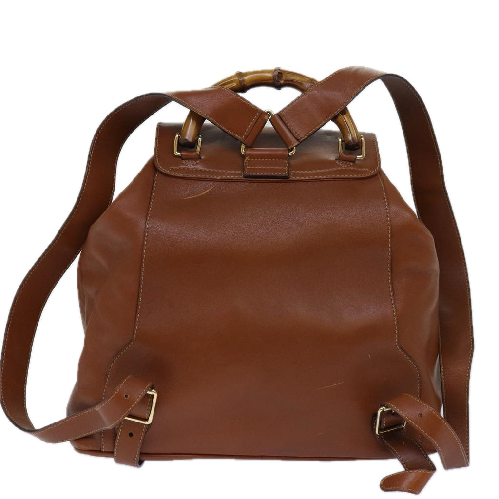 GUCCI Bamboo Backpack Leather Brown Gold 003 2058 0016 ar12268
