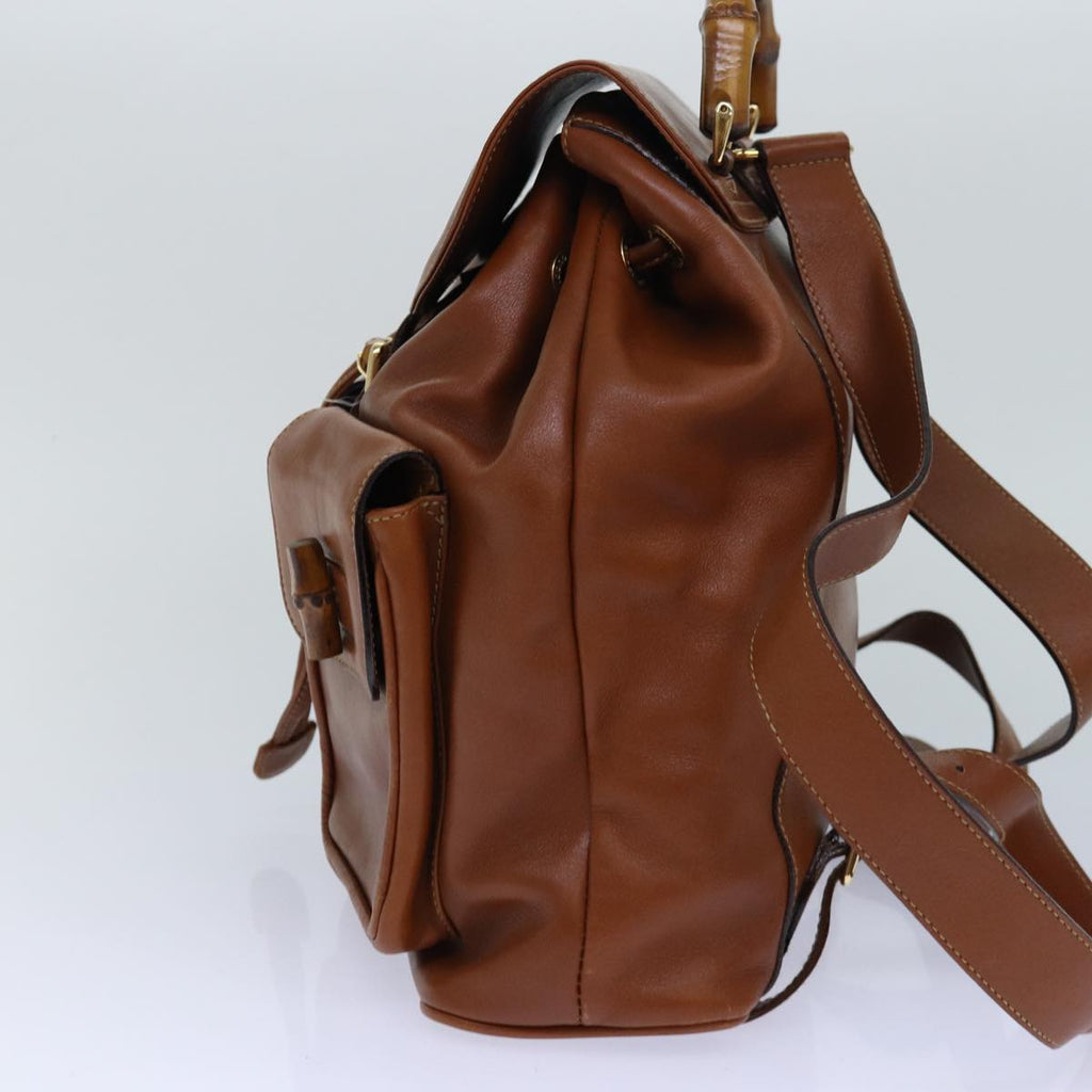 GUCCI Bamboo Backpack Leather Brown Gold 003 2058 0016 ar12268
