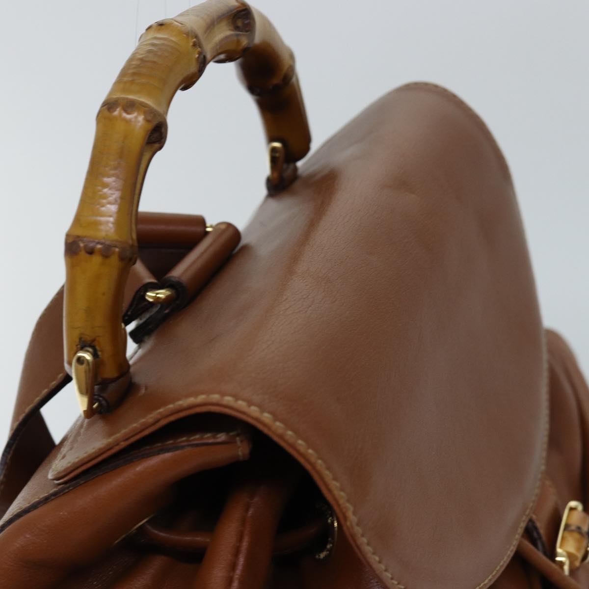 GUCCI Bamboo Backpack Leather Brown Gold 003 2058 0016 ar12268