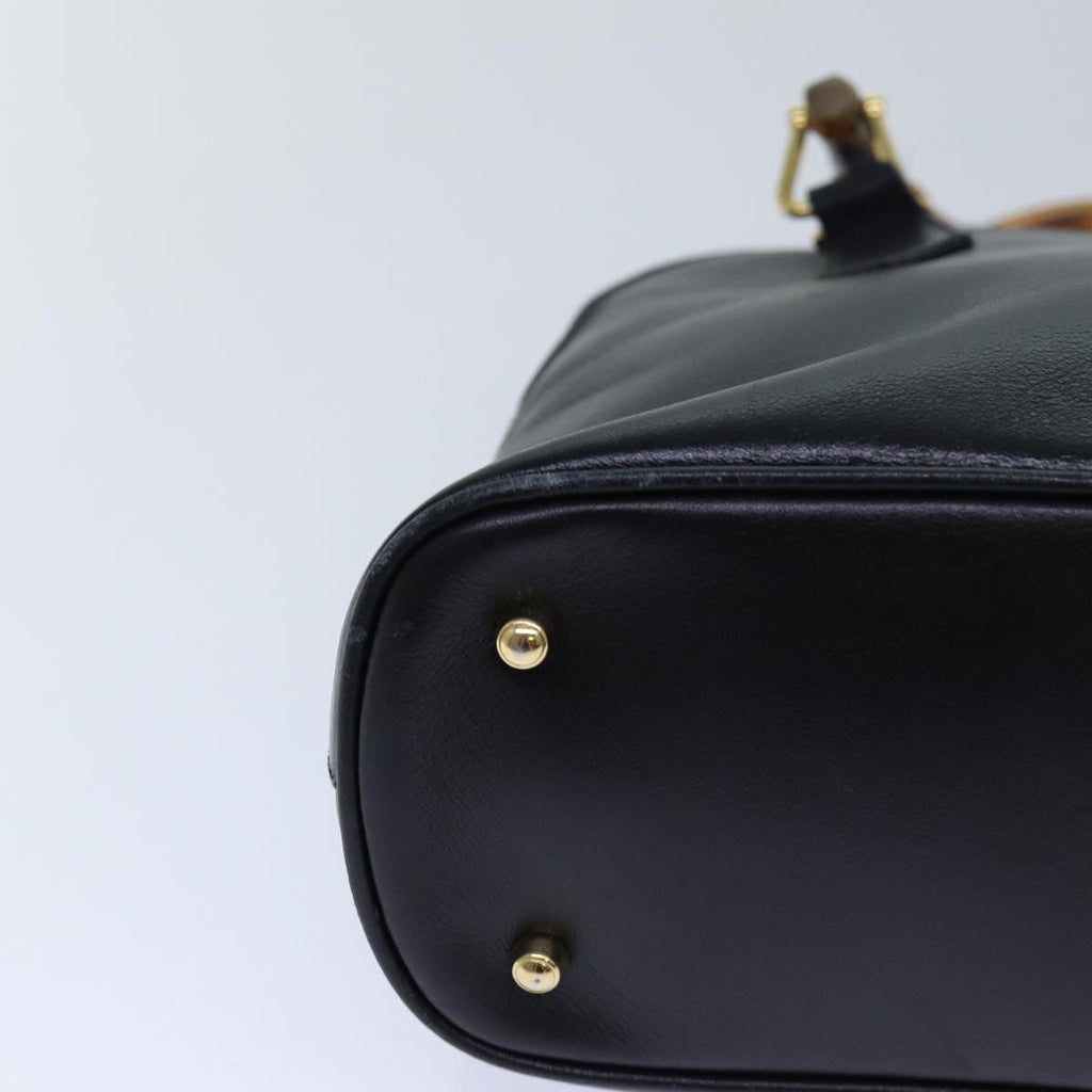 GUCCI Bamboo Hand Bag Leather 2way Black 000 1046 0290 ar12273
