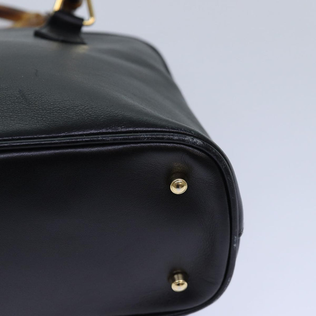 GUCCI Bamboo Hand Bag Leather 2way Black 000 1046 0290 ar12273