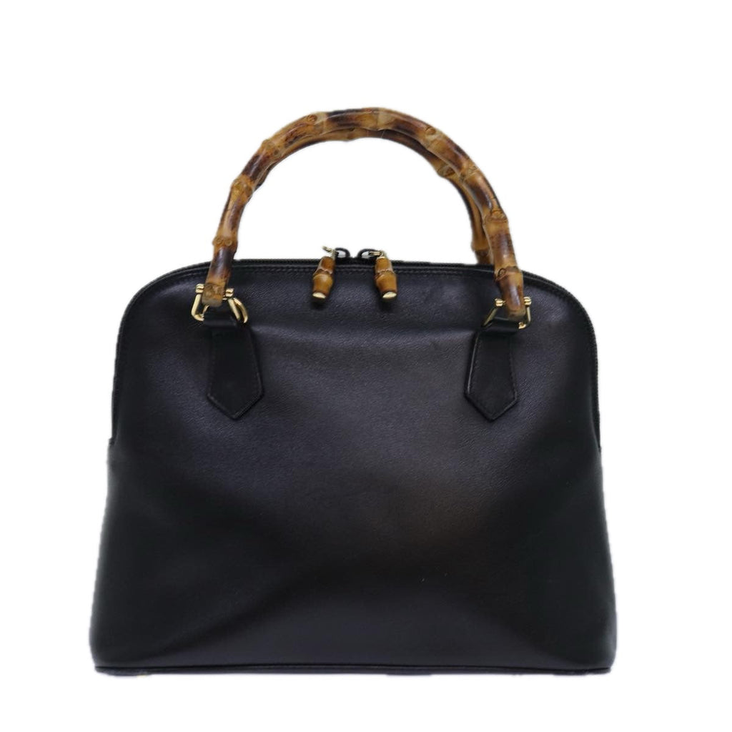 GUCCI Bamboo Hand Bag Leather 2way Black 000 1046 0290 ar12273